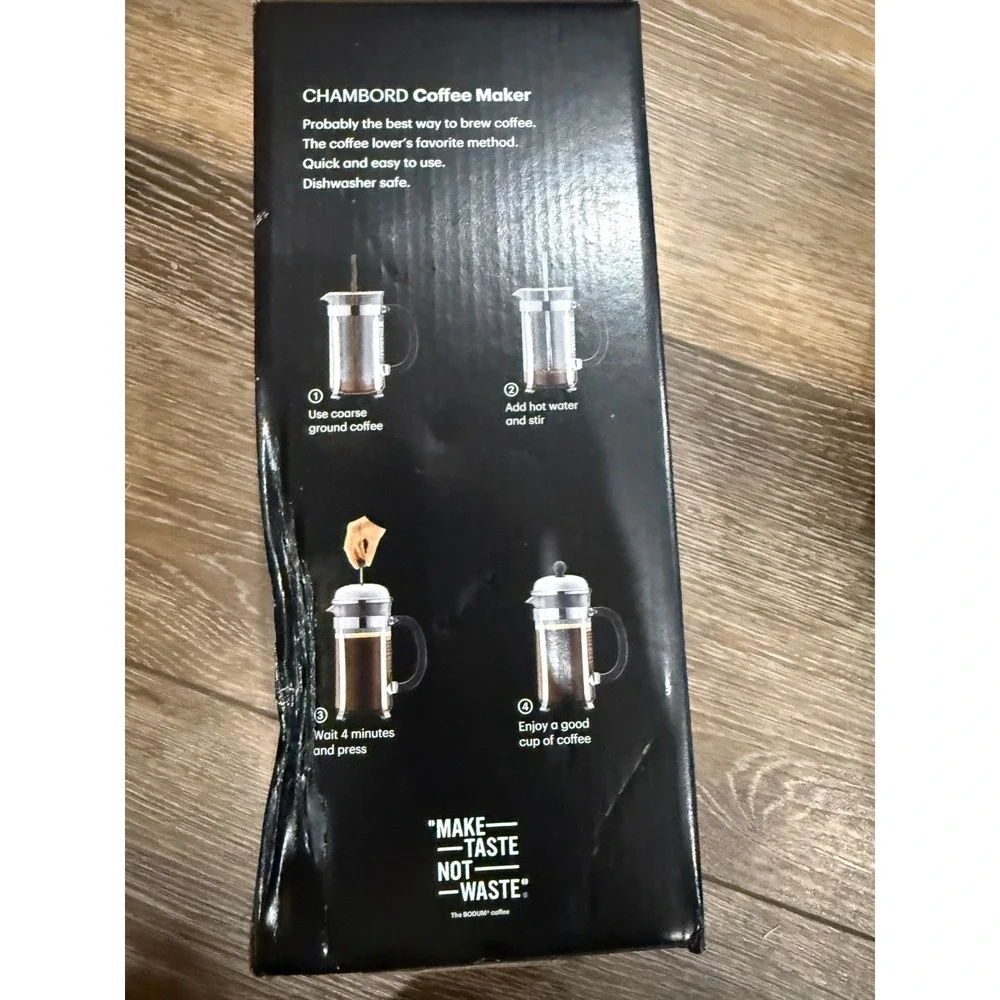 Bodum Chambord French Press 8 Cup Coffee Maker 34oz Stainless Steel 1928-16US4